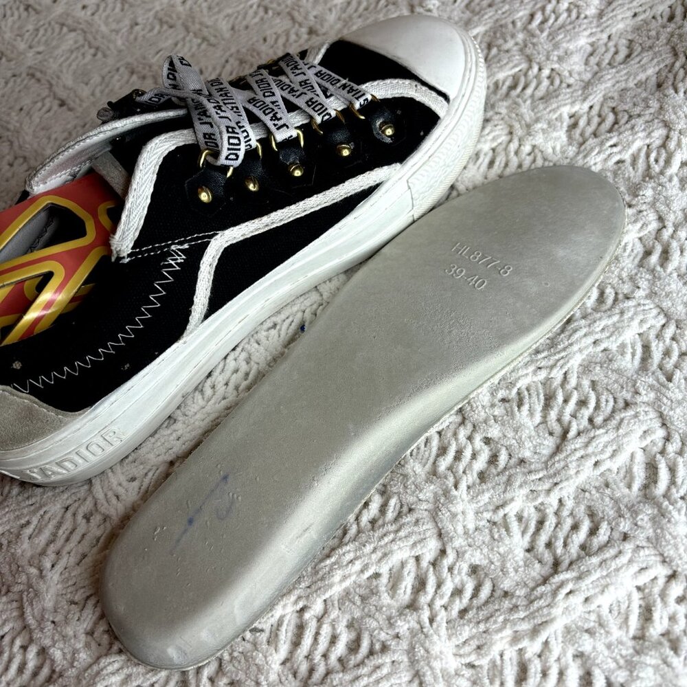 Dior Walk'n'Dior Women's Sneakers Black/White Canvas Sz 7 (39-40) Low Top Shoes - Picture 11 of 12